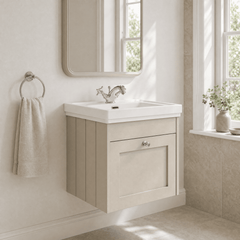 [BFHE3291A] Butterton Traditional 1 Drawer Wall Hung Vanity Unit with Classic Basin, Choice of Size and Colour