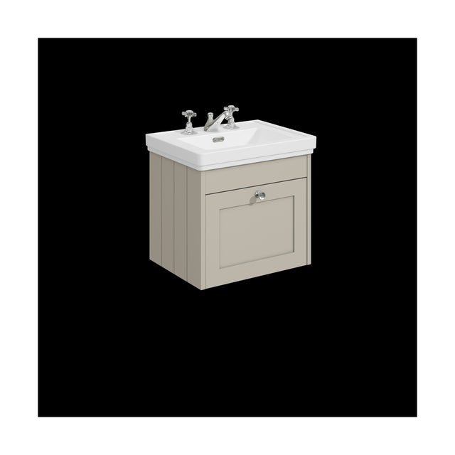 [BFHE3291B] Balterley 500mm Wall Hung 1 Drawer Unit with Classic Basin 3 Tap Hole - Pebble Grey - Cutout