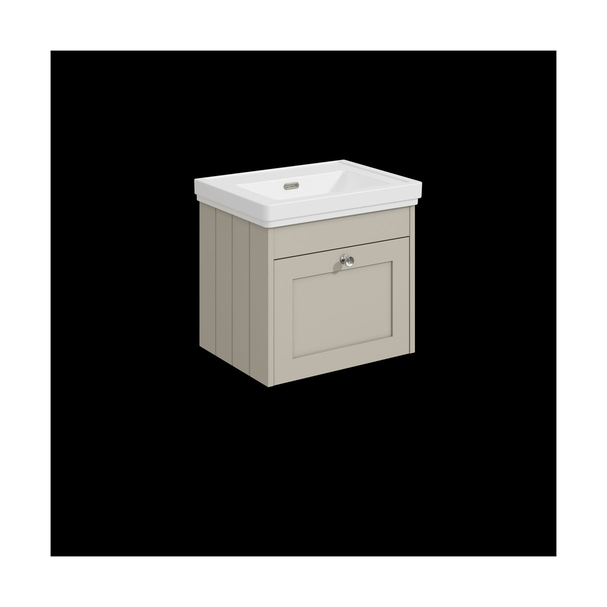 [BFHE3291H] Balterley 500mm Wall Hung 1 Drawer Unit with Classic Basin No Tap Hole - Pebble Grey - Cutout