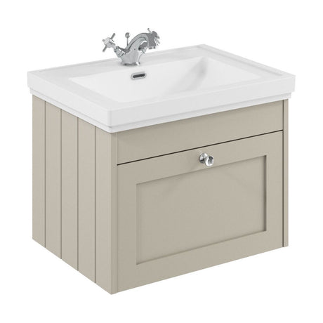 [BFHE3294A] Balterley 600mm Wall Hung 1 Drawer Unit with Classic Basin 1 Tap Hole - Pebble Grey - Cutout