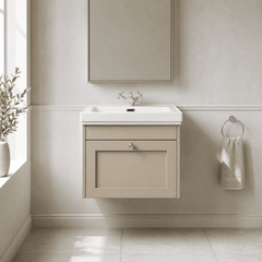 [BFHE3294A] Butterton Traditional 1 Drawer Wall Hung Vanity Unit with Classic Basin, Choice of Size and Colour