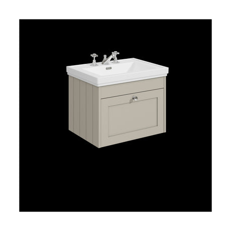 [BFHE3294B] Balterley 600mm Wall Hung 1 Drawer Unit with Classic Basin 3 Tap Hole - Pebble Grey - Cutout