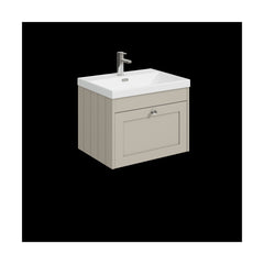[BFHE3294E] Balterley 600mm Wall Hung 1 Drawer Unit with Thin Edge Basin 1 Tap Hole - Pebble Grey - Cutout