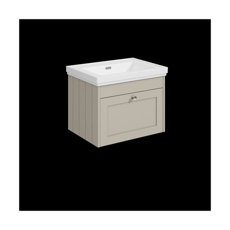 [BFHE3294H] Balterley 600mm Wall Hung 1 Drawer Unit with Classic Basin No Tap Hole - Pebble Grey - Cutout