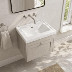 [BFHE3294H] Balterley 600mm Wall Hung 1 Drawer Unit with Classic Basin No Tap Hole - Pebble Grey - Lifestyle 2