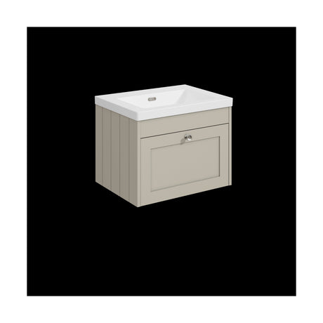 [BFHE3294K] Balterley 600mm Wall Hung 1 Drawer Unit with Minimalist Basin No Tap Hole - Pebble Grey - Cutout