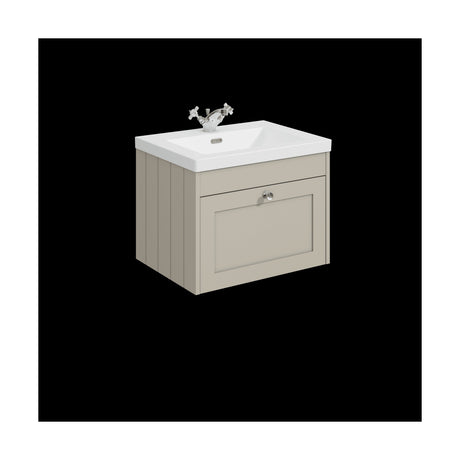 [BFHE3294L] Balterley 600mm Wall Hung 1 Drawer Unit & Minimalist Basin 1 Tap Hole - Pebble Grey - Cutout