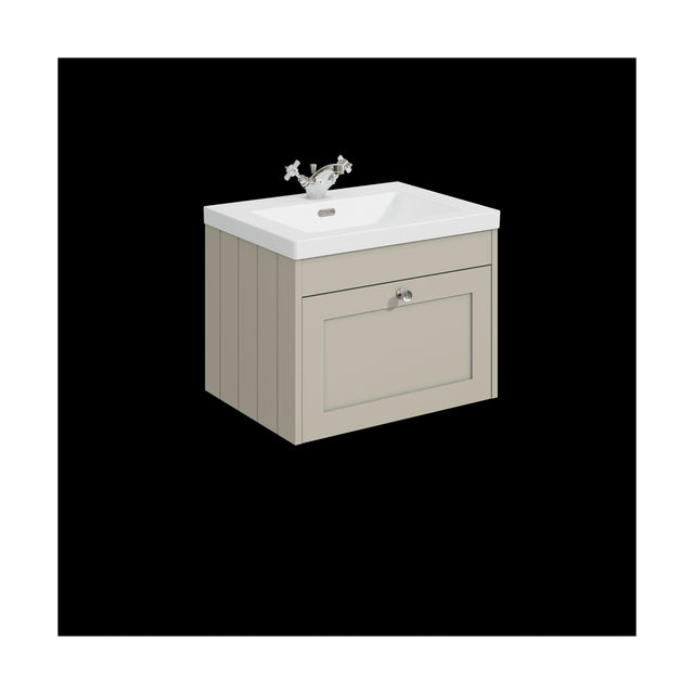 [BFHE3294L] Balterley 600mm Wall Hung 1 Drawer Unit & Minimalist Basin 1 Tap Hole - Pebble Grey - Cutout