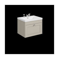 [BFHE3294M] Balterley 600mm Wall Hung 1 Drawer Unit with Minimalist Basin 3 Tap Hole - Pebble Grey - Cutout