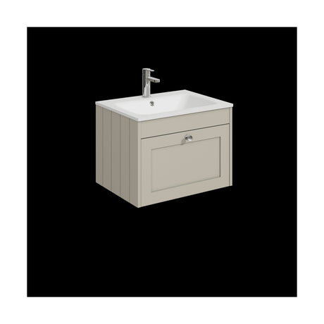 [BFHE3294P] Balterley 600mm Wall Hung 1 Drawer Unit with Stone Basin 1 Tap Hole - Pebble Grey - Cutout