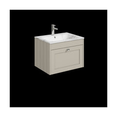 [BFHE3294Q] Balterley 600mm Wall Hung 1 Drawer Unit with Stone Basin 1 Tap Hole, Pebble Grey - Cutout