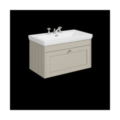 [BFHE3296B] Balterley 800mm Wall Hung 1 Drawer Unit with Classic Basin 3 Tap Hole - Pebble Grey - Cutout