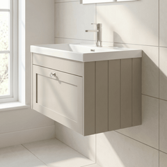 [BFHE3296E] Balterley 800mm Wall Hung 1 Drawer Unit with Thin Edge Basin 1 Tap Hole - Pebble Grey - Lifestyle 3
