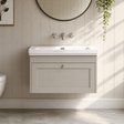 [BFHE3296H] Balterley 800mm Wall Hung 1 Drawer Unit with Classic Basin No Tap Hole - Pebble Grey - Silo