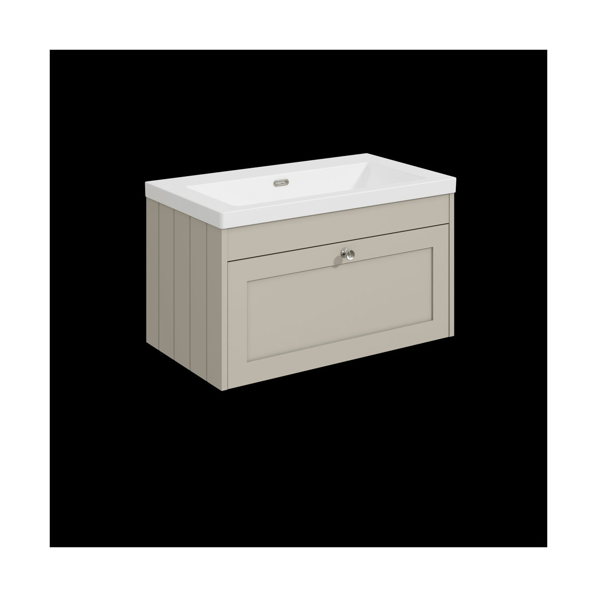 [BFHE3296K] Balterley 800mm Wall Hung 1 Drawer Unit with Minimalist Basin No Tap Hole - Pebble Grey - Cutout