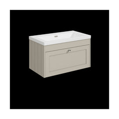 [BFHE3296K] Balterley 800mm Wall Hung 1 Drawer Unit with Minimalist Basin No Tap Hole - Pebble Grey - Cutout