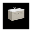 [BFHE3296L] Balterley 800mm Wall Hung 1 Drawer Unit & Minimalist Basin 1 Tap Hole - Pebble Grey - Cutout