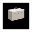 [BFHE3296M] Balterley 800mm Wall Hung 1 Drawer Unit with Minimalist Basin 3 Tap Hole - Pebble Grey - Cutout