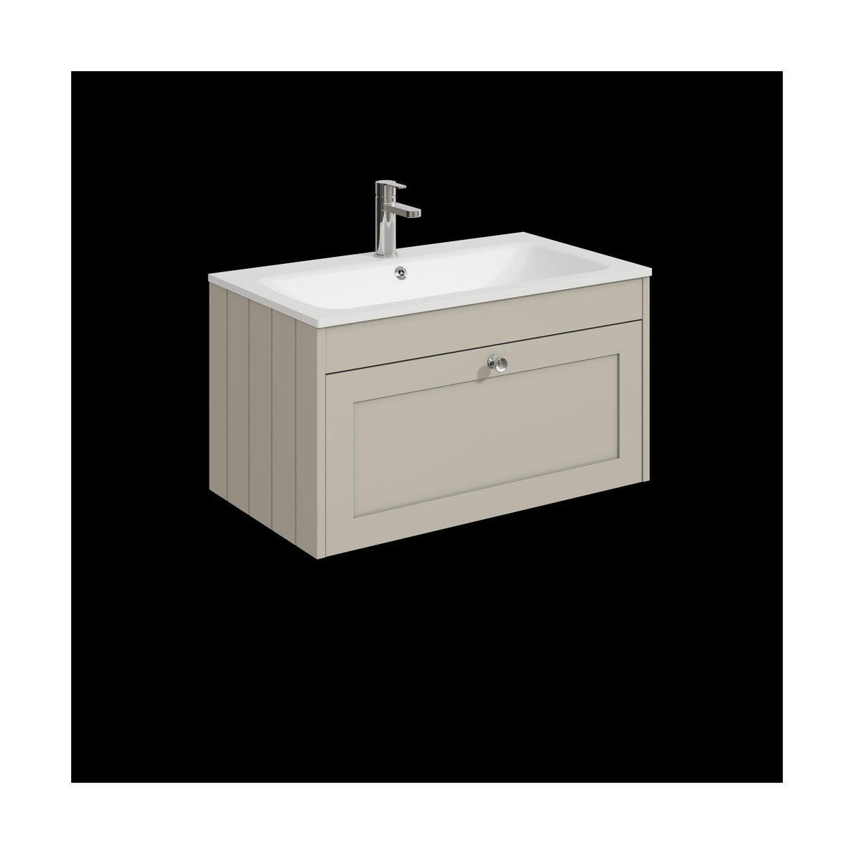 [BFHE3296P] Balterley 800mm Wall Hung 1 Drawer Unit with Stone Basin 1 Tap Hole - Pebble Grey - Cutout