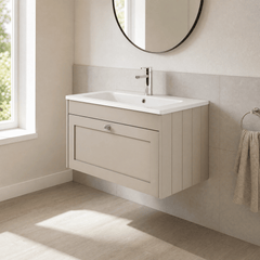 [BFHE3296P] Balterley 800mm Wall Hung 1 Drawer Unit with Stone Basin 1 Tap Hole - Pebble Grey - Lifestyle 3