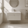 [BFHE3296P] Balterley 800mm Wall Hung 1 Drawer Unit with Stone Basin 1 Tap Hole - Pebble Grey - Silo