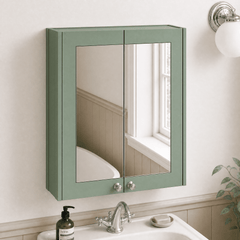 [BFHE817] Butterton Traditional Wall Mounted Mirror Cabinet with 2 Soft Close Doors and Shelf, 600mm, Choice of Colour