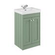 [BFHE823A] Balterley 500mm Floor Standing 2 Door Unit with Classic Basin 1 Tap Hole - Satin Green - Cutout