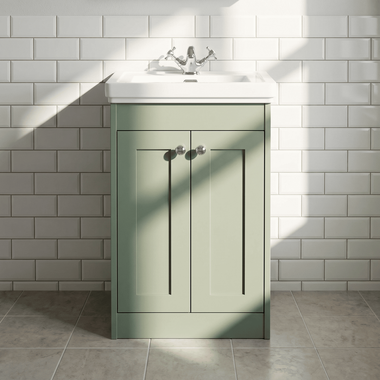 [BFHE823A] Butterton Floor Standing 2 Door Vanity Unit with Classic Basin 1 Tap Hole, Choice of Size and Colour