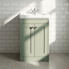 [BFHE823A] Butterton Floor Standing 2 Door Vanity Unit with Classic Basin 1 Tap Hole, Choice of Size and Colour
