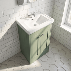 [BFHE823A] Butterton Floor Standing 2 Door Vanity Unit with Classic Basin 1 Tap Hole, Choice of Size and Colour