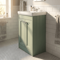 [BFHE823A] Butterton Floor Standing 2 Door Vanity Unit with Classic Basin 1 Tap Hole, Choice of Size and Colour