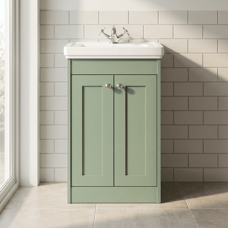 [BFHE823A] Butterton Floor Standing 2 Door Vanity Unit with Classic Basin 1 Tap Hole, Choice of Size and Colour - Silo
