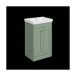 [BFHE823H] Balterley 500mm Floor Standing 2 Door Unit with Classic Basin No Tap Hole - Satin Green - Cutout