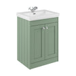 [BFHE825A] Balterley 600mm Floor Standing 2 Door Unit with Classic Basin 1 Tap Hole - Satin Green - Cutout