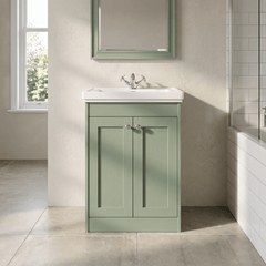 [BFHE825A] Butterton Floor Standing 2 Door Vanity Unit with Classic Basin 1 Tap Hole, Choice of Size and Colour