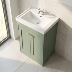 [BFHE825A] Butterton Floor Standing 2 Door Vanity Unit with Classic Basin 1 Tap Hole, Choice of Size and Colour