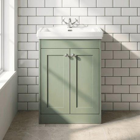 [BFHE825A] Butterton Floor Standing 2 Door Vanity Unit with Classic Basin 1 Tap Hole, Choice of Size and Colour - Silo
