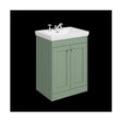 [BFHE825B] Balterley 600mm Floor Standing 2 Door Unit with Classic Basin 3 Tap Hole - Satin Green - Cutout