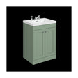 [BFHE825M] Balterley 600mm Floor Standing 2 Door Unit with Minimalist Basin 3 Tap Hole - Satin Green - Cutout