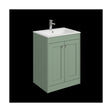 [BFHE825P] Balterley 600mm Floor Standing 2 Door Unit with Stone Basin 1 Tap Hole - Satin Green - Cutout