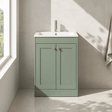 [BFHE825P] Balterley 600mm Floor Standing 2 Door Unit with Stone Basin 1 Tap Hole - Satin Green - Silo