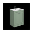 [BFHE825Q] Balterley 600mm Floor Standing 2 Door Unit & Stone Basin 1 Tap Hole - Satin Green - Cutout