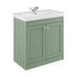 [BFHE826A] Balterley 800mm Floor Standing 2 Door Unit with Classic Basin 1 Tap Hole - Satin Green - Cutout