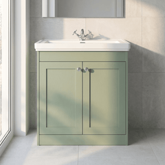 [BFHE826A] Butterton Floor Standing 2 Door Vanity Unit with Classic Basin 1 Tap Hole, Choice of Size and Colour