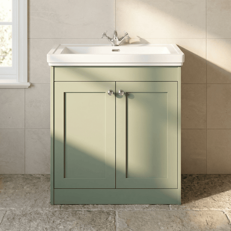 [BFHE826A] Butterton Floor Standing 2 Door Vanity Unit with Classic Basin 1 Tap Hole, Choice of Size and Colour - Silo