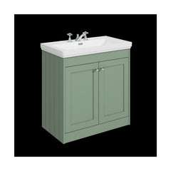 [BFHE826B] Balterley 800mm Floor Standing 2 Door Unit with Classic Basin 3 Tap Hole - Satin Green - Cutout