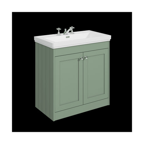 [BFHE826B] Balterley 800mm Floor Standing 2 Door Unit with Classic Basin 3 Tap Hole - Satin Green - Cutout