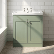 [BFHE826B] Balterley 800mm Floor Standing 2 Door Unit with Classic Basin 3 Tap Hole - Satin Green - Silo
