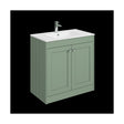 [BFHE826C] Balterley 800mm Floor Standing 2 Door Unit with Minimalist Basin 1 Tap Hole - Satin Green - Cutout