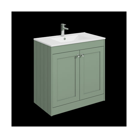 [BFHE826C] Balterley 800mm Floor Standing 2 Door Unit with Minimalist Basin 1 Tap Hole - Satin Green - Cutout